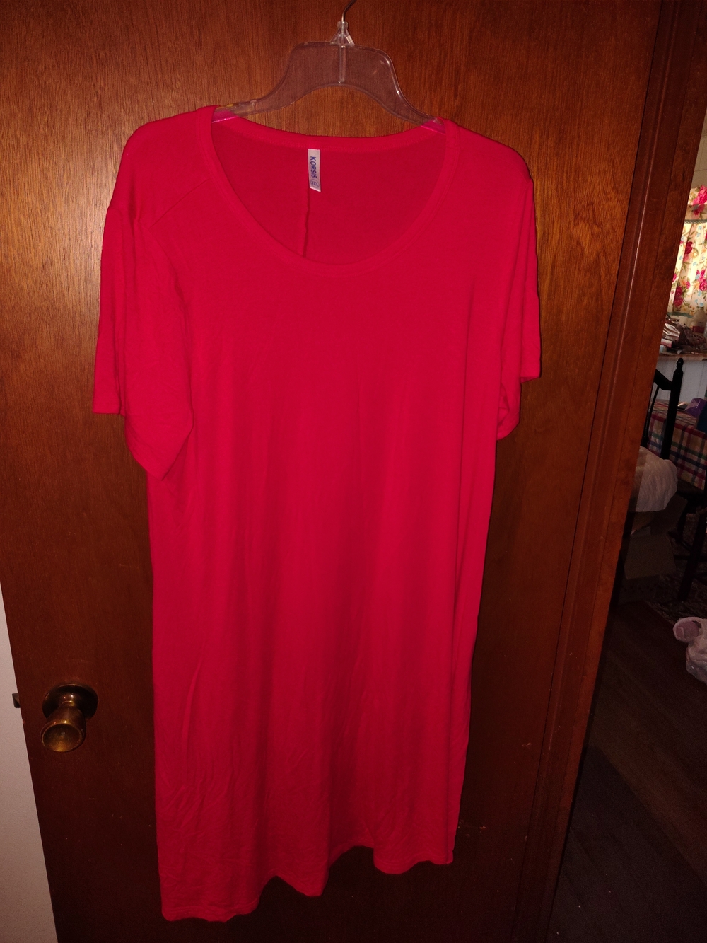 Women’s Red Short-Sleeve Scoop Neck Dress